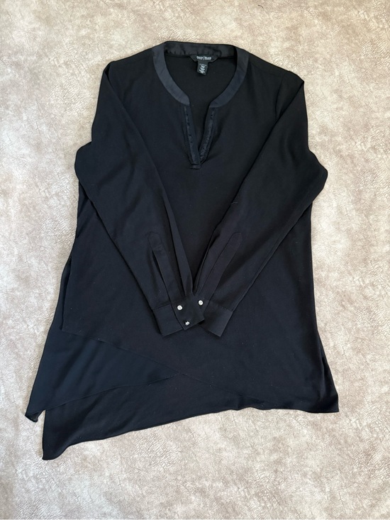 White House Black Market Tops - White House Black Market Black Asymmetrical Tunic Blouse Size 6